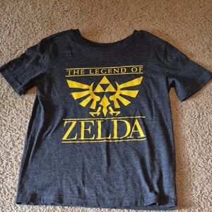 The Legend of Zelda Kids Graphic Tee - Charcoal with Yellow Print Sz 6